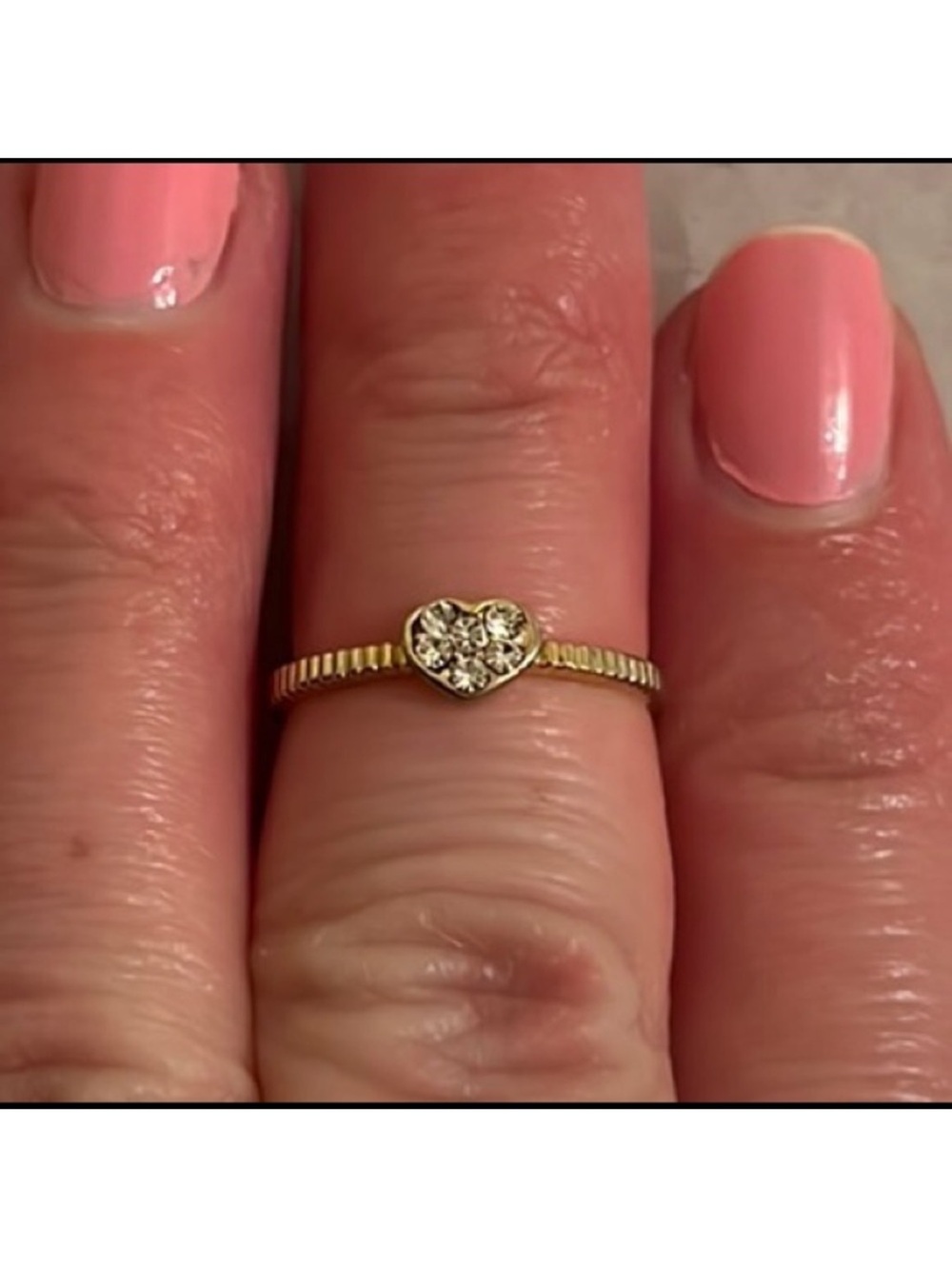 Forever 21 Gold Heart Ring with Clear Stones